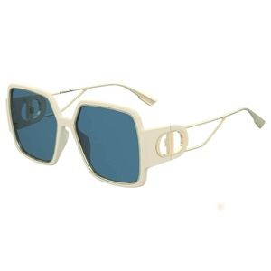 Dior Large Ivory Sungasses w/ Gold Details & Blue Lenses, “30 Montaigne 2”